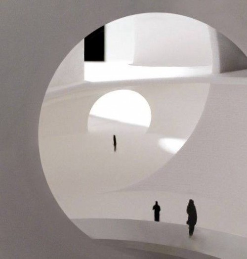Oceanic Pavilion, entry and public space. Image Courtesy of Steven Holl Architects